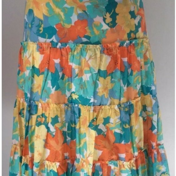 Nicole Miller | Beautiful Vibrant Floral | Tiered Cotton Skirt | 8 | EUC - Picture 5 of 5